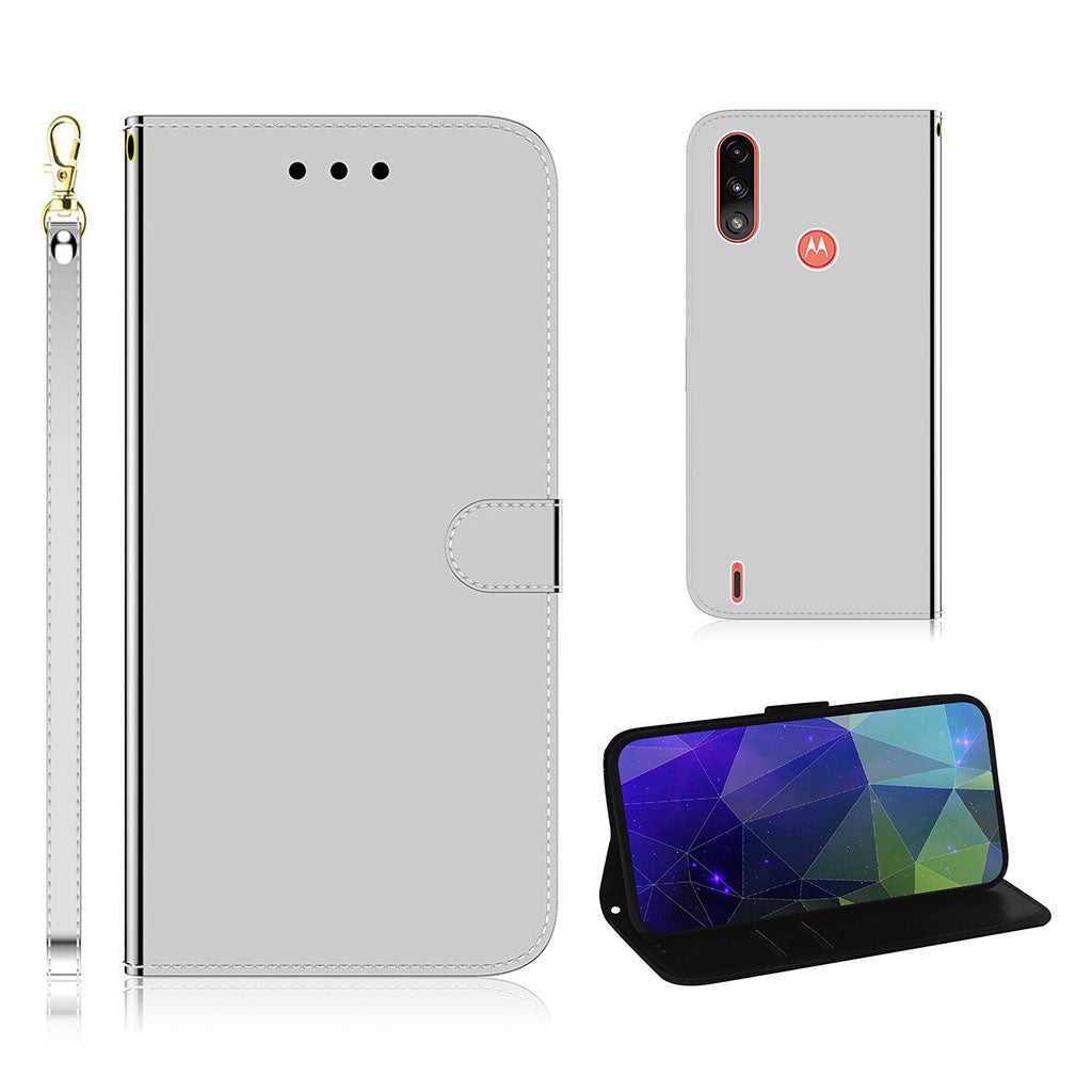 Mirror Motorola Moto E7 Power flip-etui - Sølv