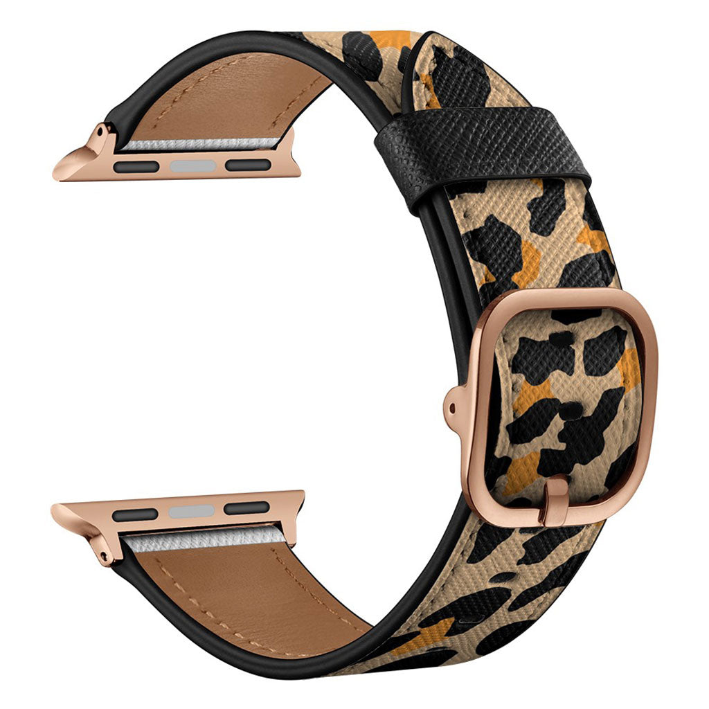 Apple Watch Series 6 / 5 40 mm stilig lærarmbånd - Gult Leopardtrykk