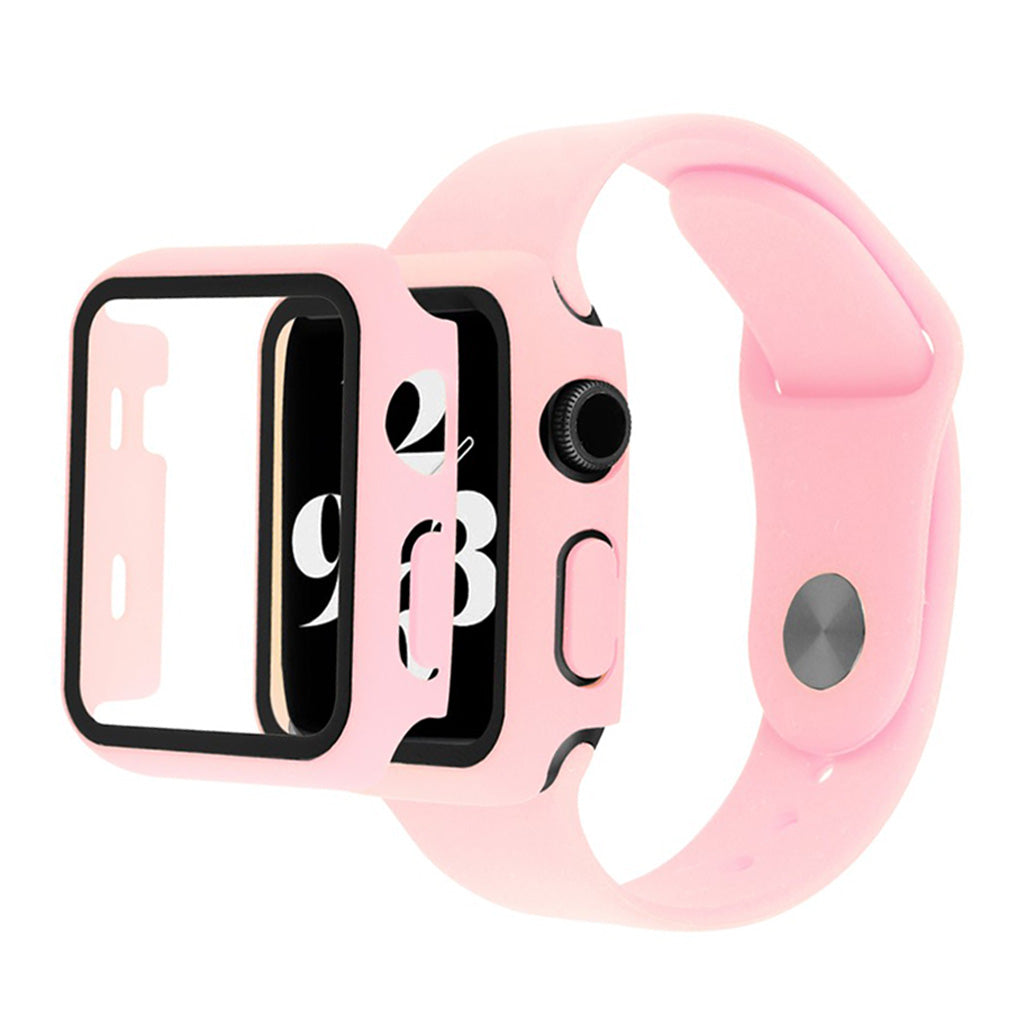 Apple Watch Series 6 / 5 40 mm deksel med herdet glass + klokkebånd - Mørkerosa
