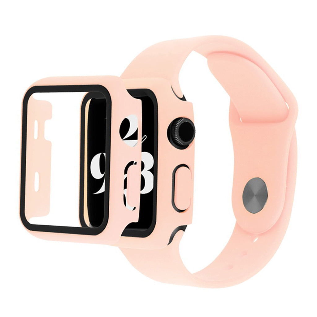 Apple Watch Series 6 / 5 40 mm deksel med herdet glass + klokkebånd - Lyserosa