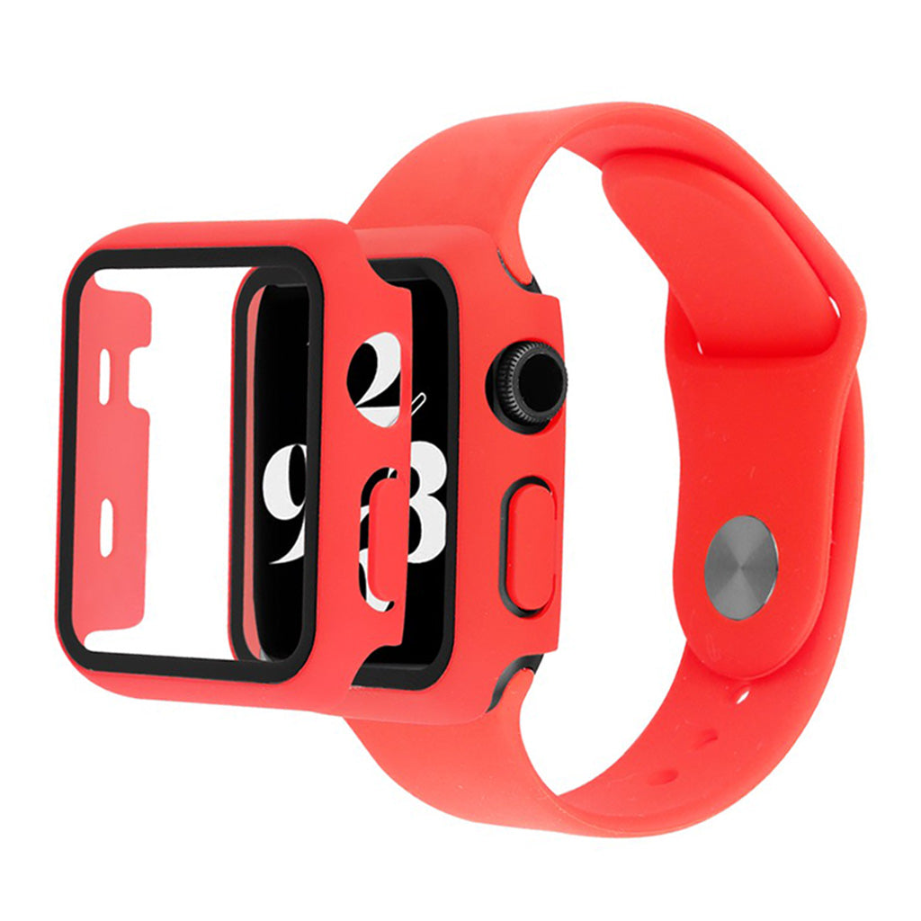 Apple Watch Series 6 / 5 40 mm deksel med herdet glass + klokkebånd - Rød