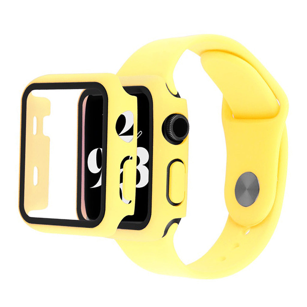 Apple Watch Series 6 / 5 40 mm deksel med herdet glass + klokkebånd - Gul