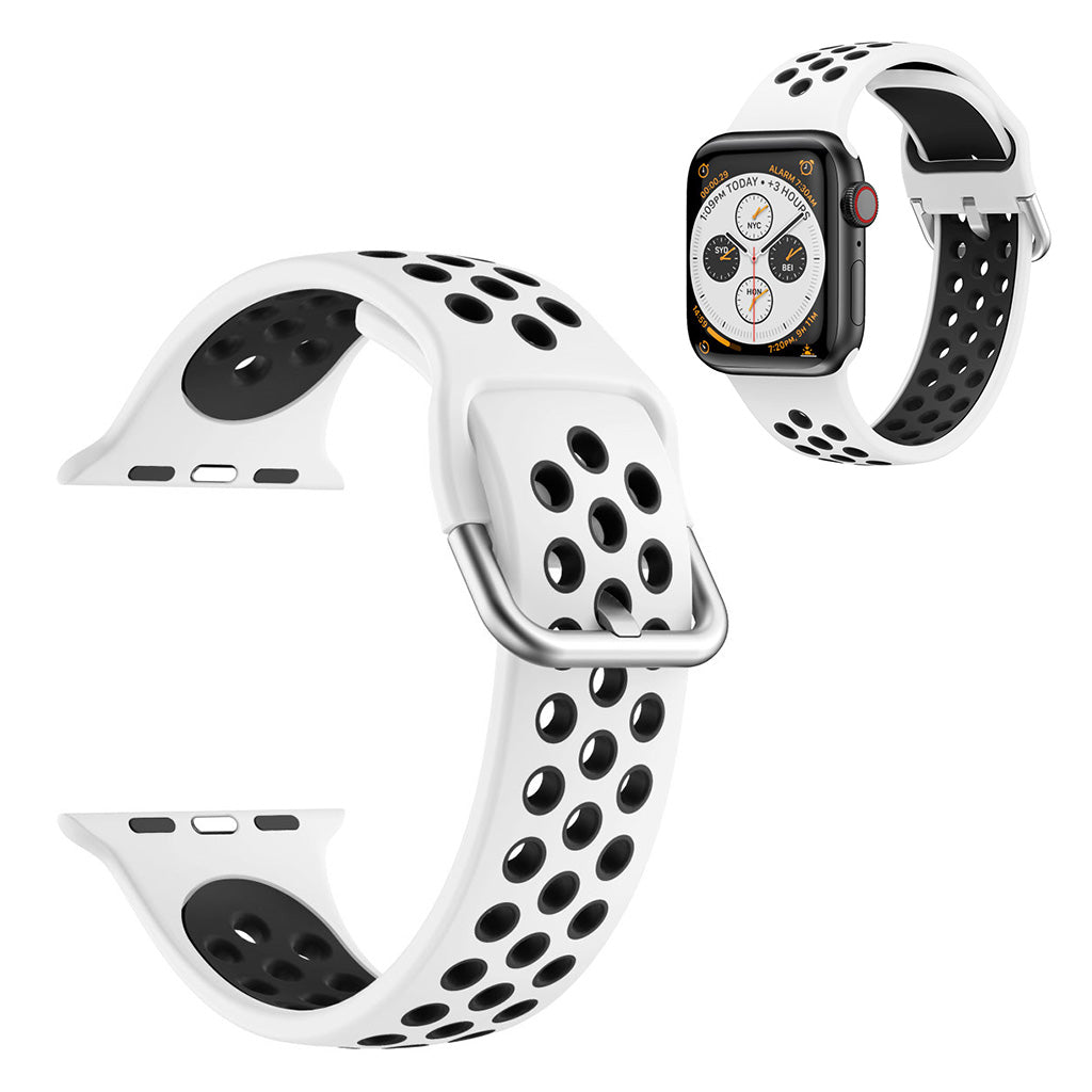 Tofarget silikonklokkebånd for Apple Watch Series 6 / 5 40mm - Hvit / Svart
