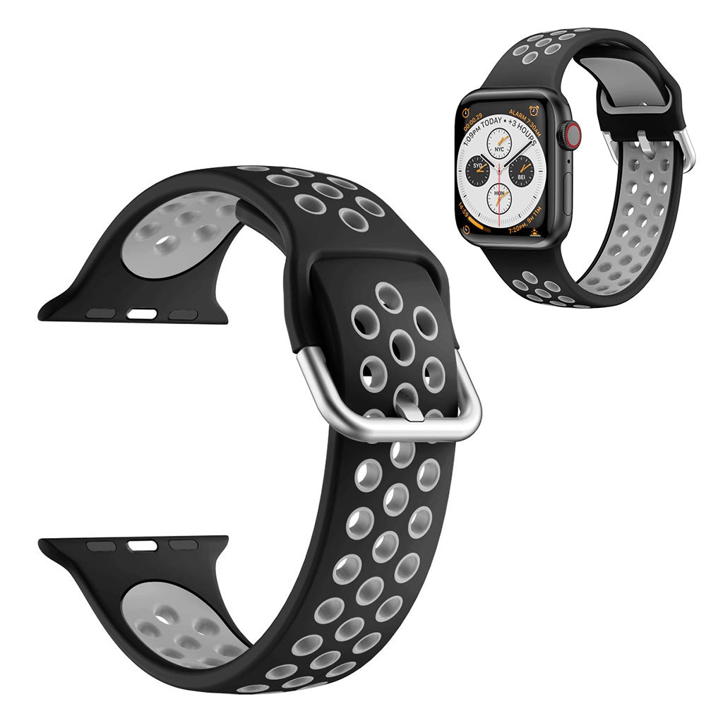 Tofarget silikonklokkebånd for Apple Watch Series 6 / 5 40mm - Svart / Grå