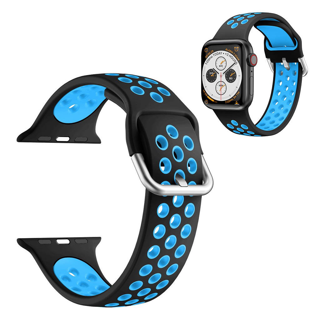 Tofarget silikonklokkebånd for Apple Watch Series 6 / 5 40mm - Svart / Blå