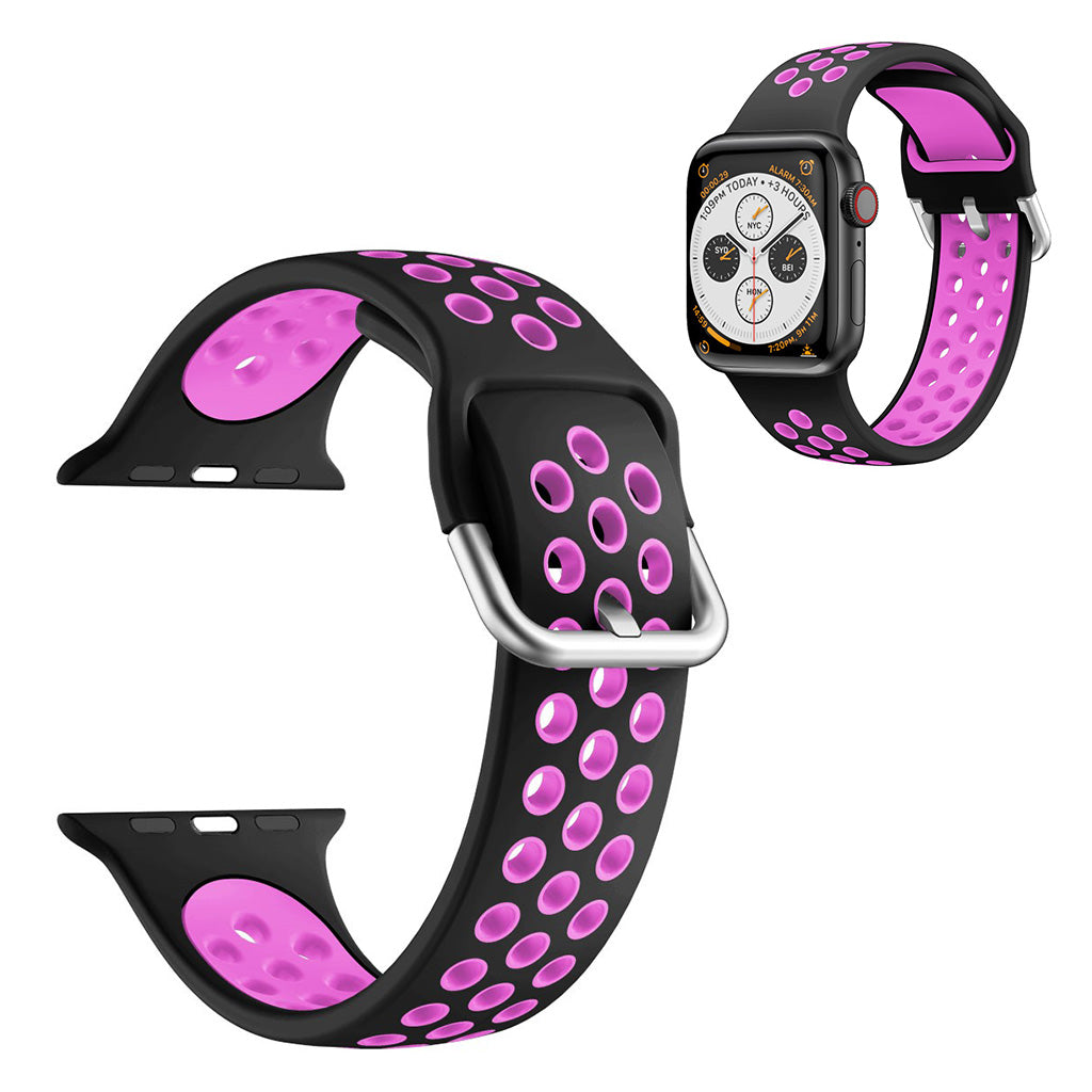 Tofarget silikonklokkebånd for Apple Watch Series 6 / 5 40mm - Svart / Lilla
