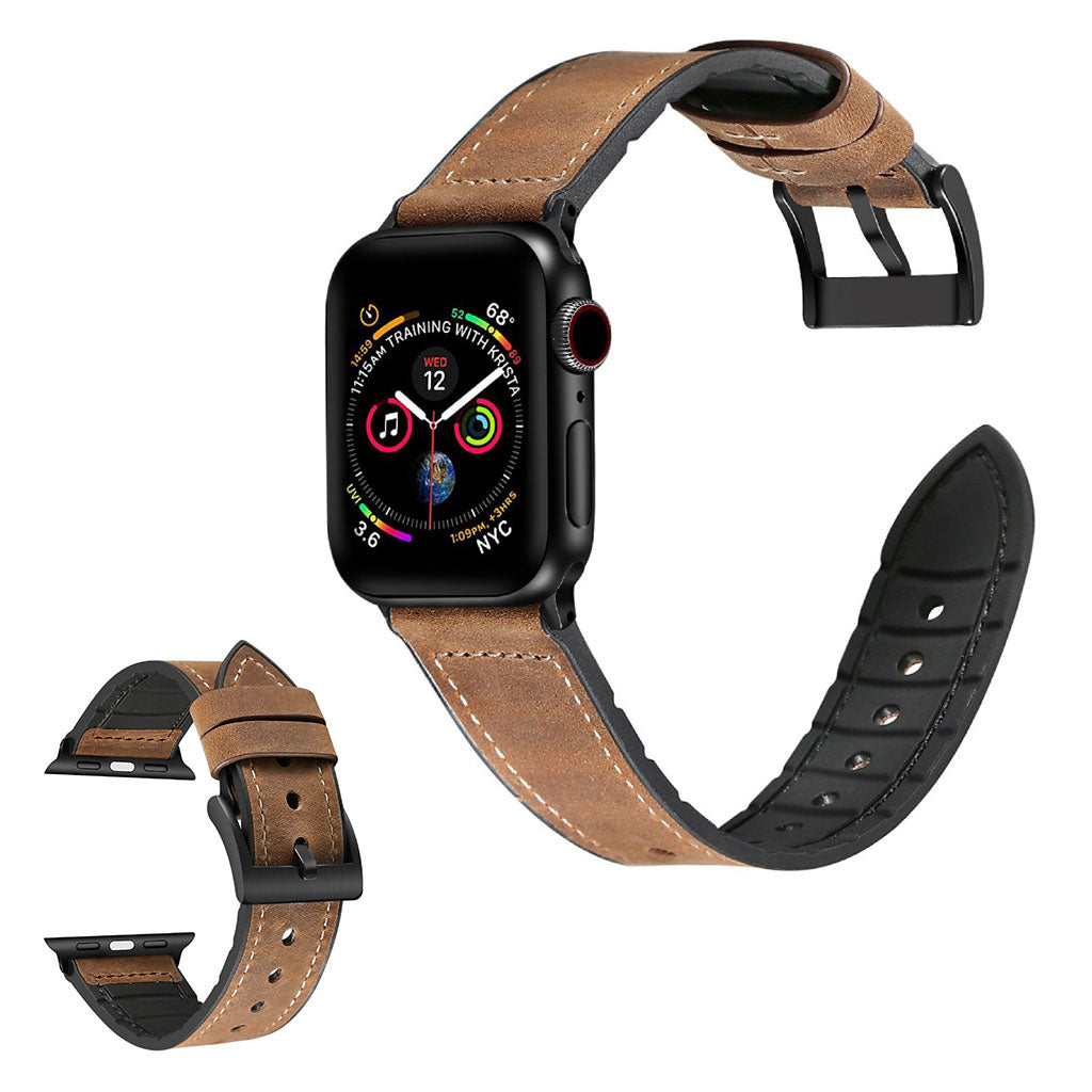 Apple Watch Series 6 / 5 40 mm silikon + lærbelagt klokkerem - Gal Hest Brun