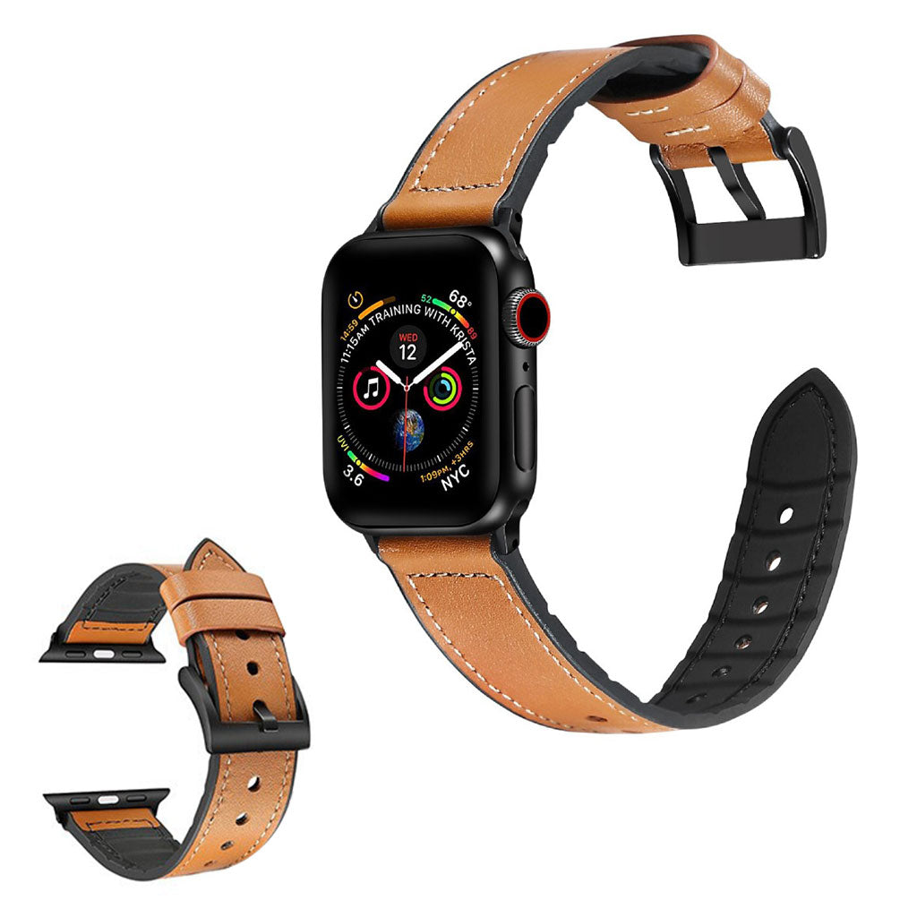 Apple Watch Series 6 / 5 40 mm silikon + lærbelagt klokkerem - Brun