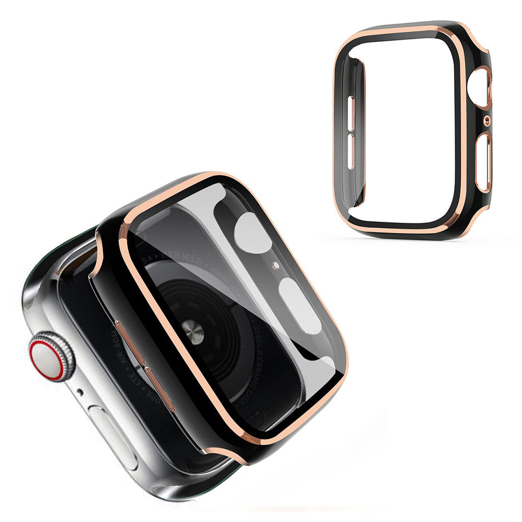 Apple Watch Series 6 / 5 40 mm kul ramme med herdet glass - Svart / Champagne