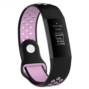 Fitbit Charge 3 klokkereim av silikon med 2 fargers design - svart og rosa