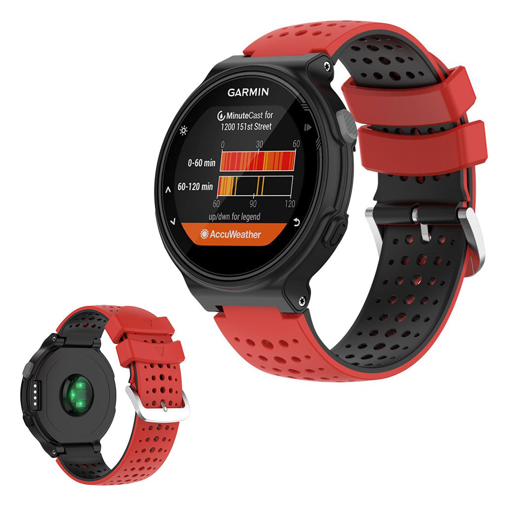 To-farget silikonarmbånd for Garmin Forerunner-enheter - Rød / Svart