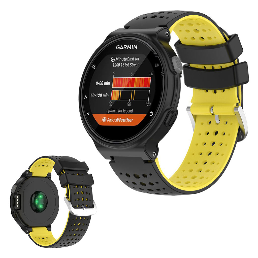 To-farget silikonarmbånd for Garmin Forerunner-enheter - Svart / Gul