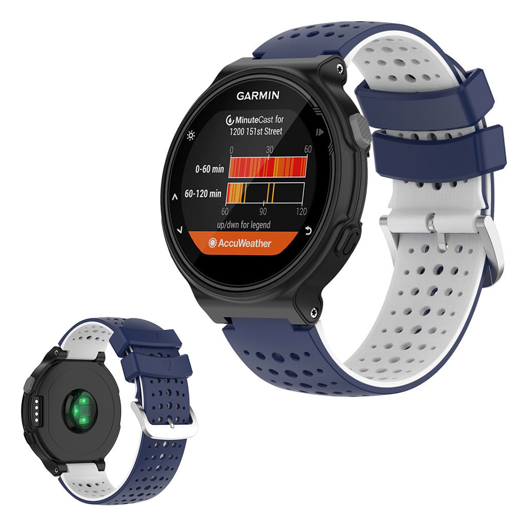 To-farget silikonarmbånd for Garmin Forerunner-enheter - Blå / Hvit
