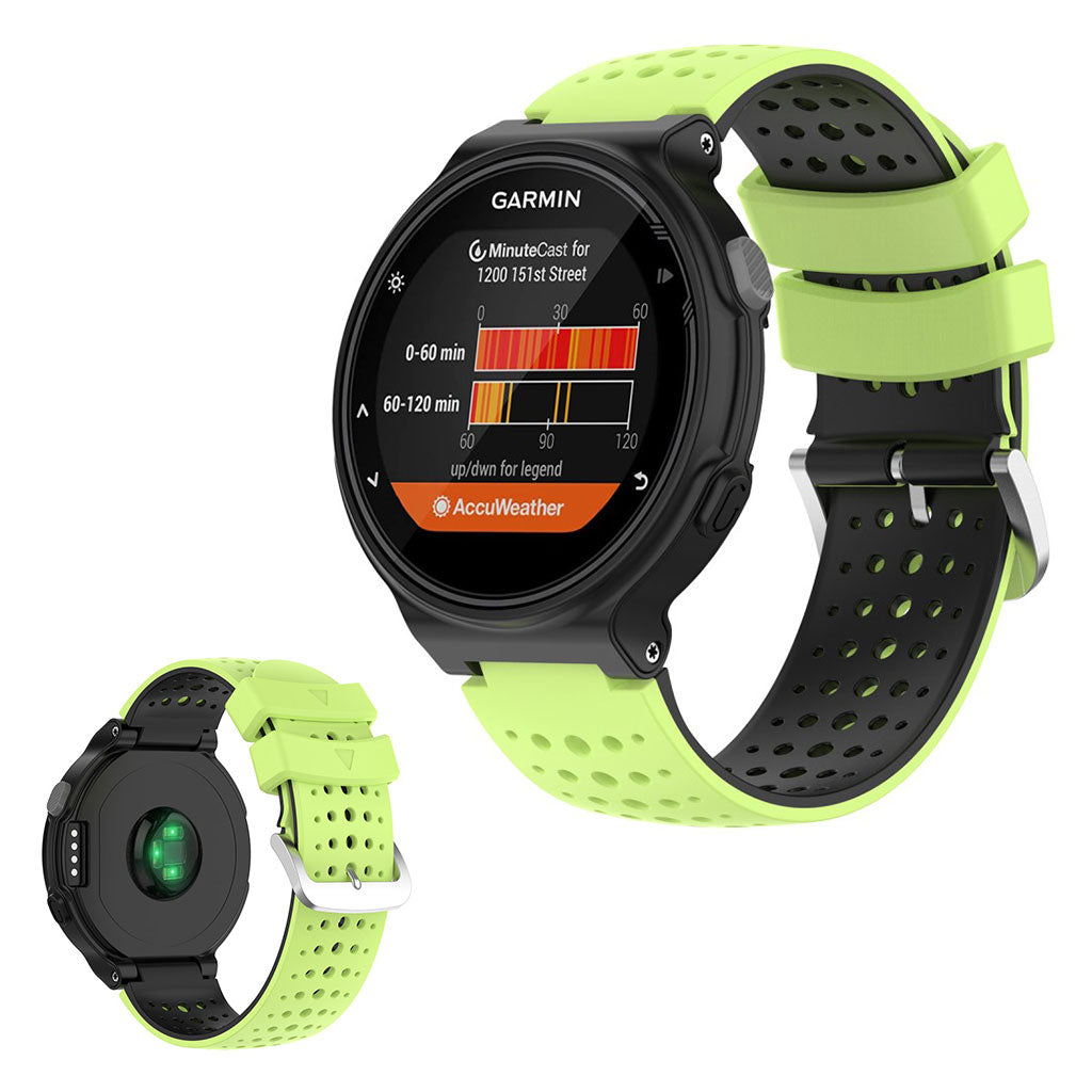 To-farget silikonarmbånd for Garmin Forerunner-enheter - Lime / Svart
