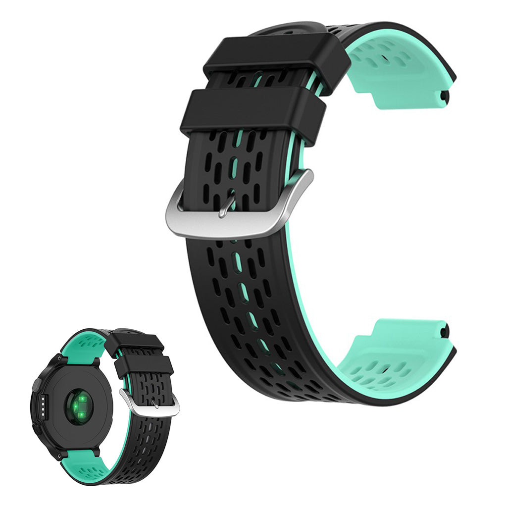 Silikonarmbånd i to farger for Garmin-enheter - Svart / Cyan