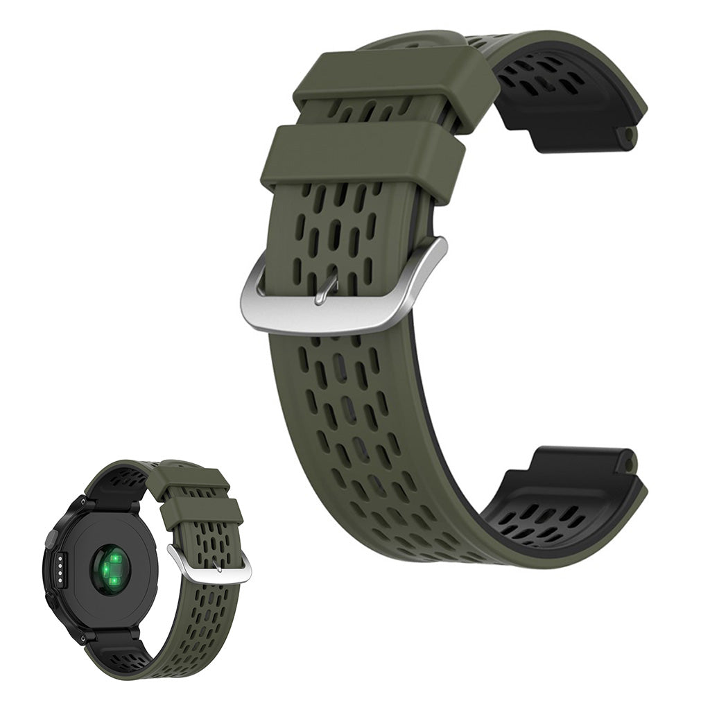 Silikonarmbånd i to farger for Garmin-enheter - Militærgrønn / Svart