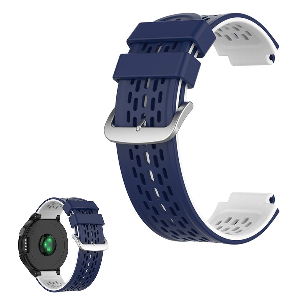 Silikonarmbånd i to farger for Garmin-enheter - Blå / Hvit