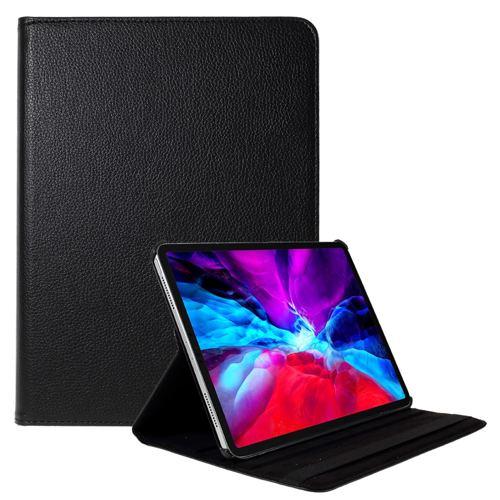 360 Roterende stativ Litchi Skin Leather Tablet Case protector iPad Air 13 (2024) / Pro 12,9-tommers (2022) / (2021) / (2020) / (2018) - Svart