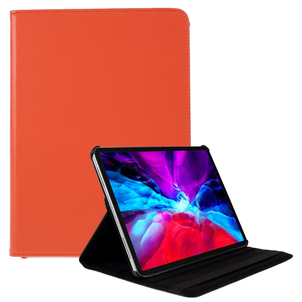 360 Roterende stativ Litchi Skin Leather Tablet Case protector iPad Air 13 (2024) / Pro 12,9-tommers (2022) / (2021) / (2020) / (2018) - Oransje