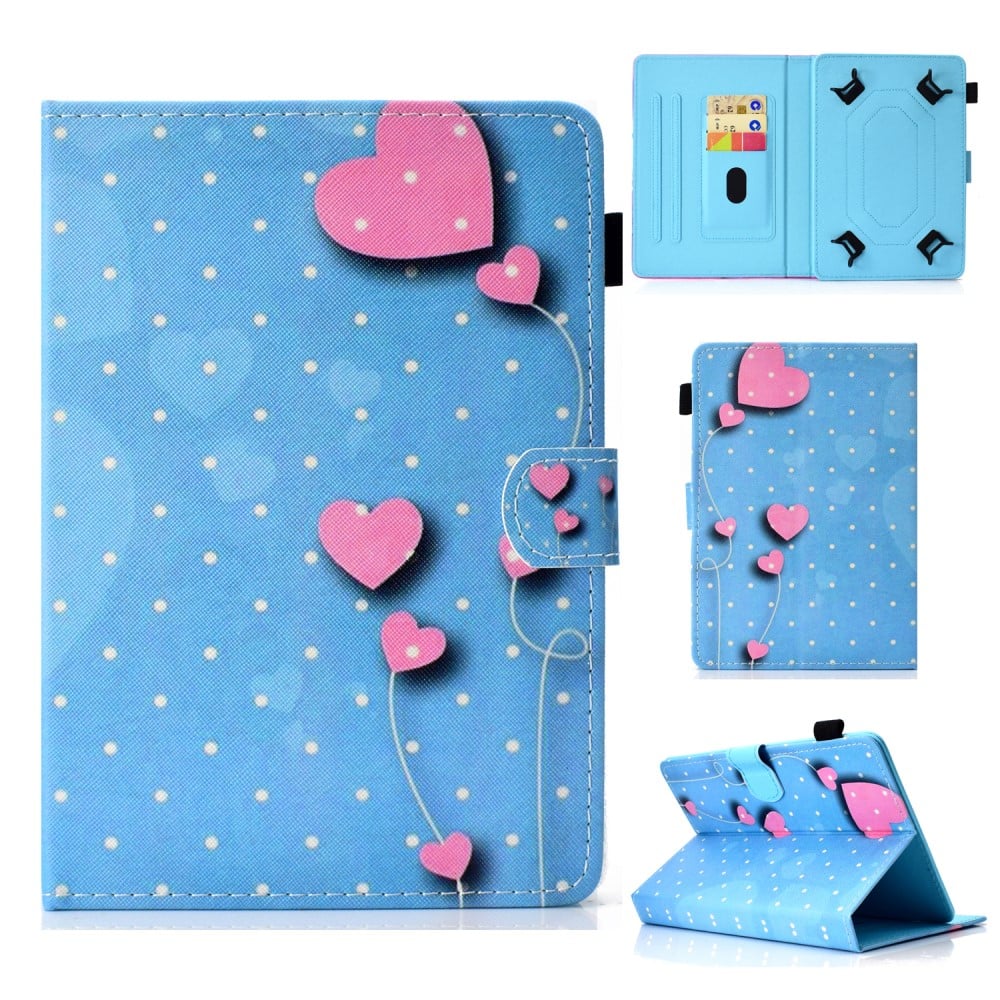 Patterned Universal 8-inch Tablet PU Leather Wallet Mobile Phone Shell for Lenovo Tab 4 8, etc - Hearts