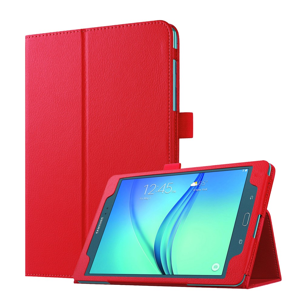 Litchi Skin Leather Stand Cover for Samsung Galaxy Tab A 9.7 T550 T555 - Red