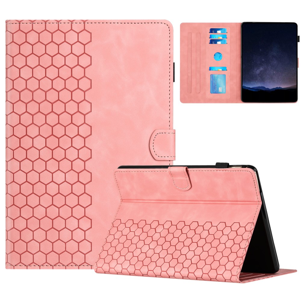 Amazon Kindle Paperwhite 4 (2018) / 3 (2015) / 2 (2015) / 1 (2015) Etui Honeycomb Printed Leather Tablet Deksel med kortspor - Rosa