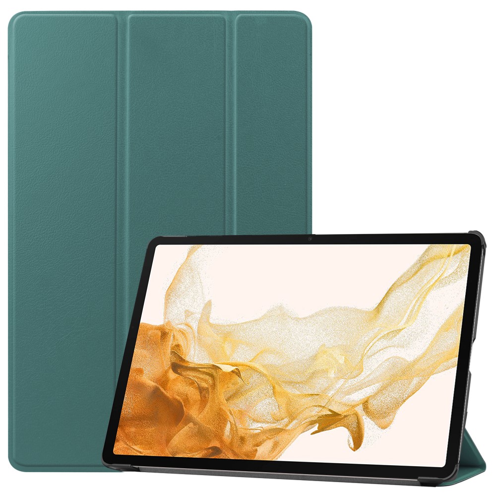 Samsung Galaxy Tab S10 Plus-etui Anti-Drop Leather Stand Tablet Deksel - Svartgrønn