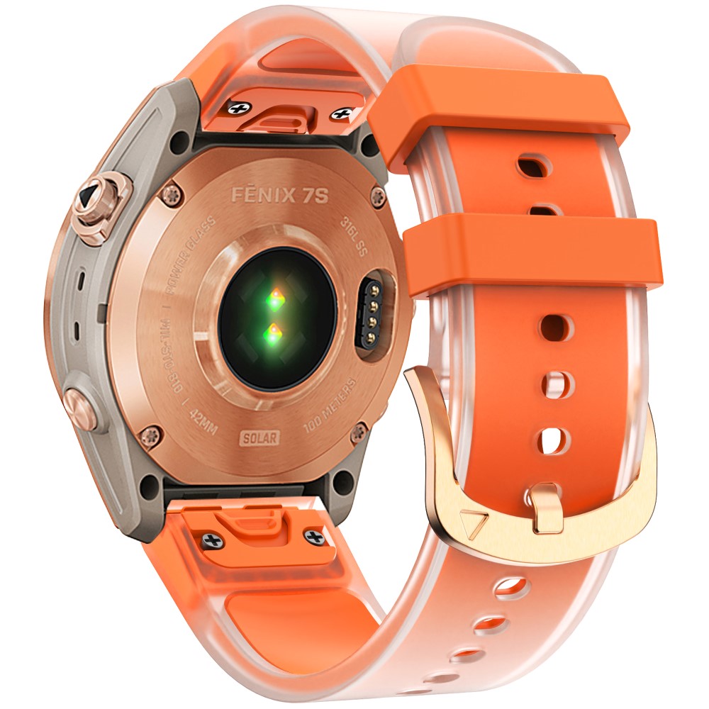 KALEBOL Garmin Fenix Series 5S - 6S - 7S - 20mm Silicone Band Glacier Translucent Watch Strap - Orange