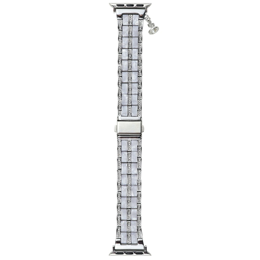 3-bead Strap for Apple Watch Series 49mm - 45mm - 44mm - 42mm - Silver+Rhinestone