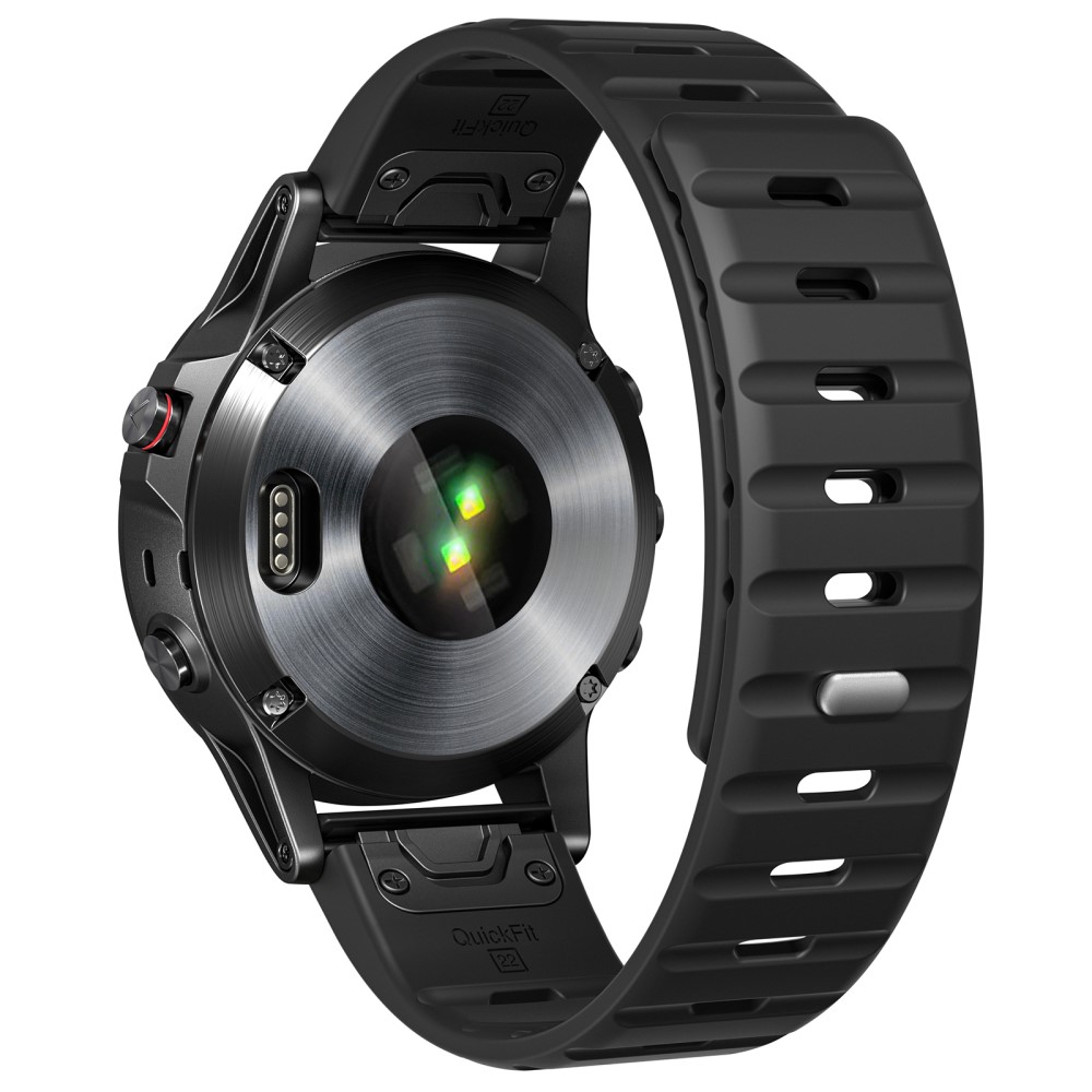 Magnetisk silikonrem Garmin Fenix 8 47mm / Fenix E 47mm / Quatix 7 Pro 22mm hurtigutløsende bånd - Svart