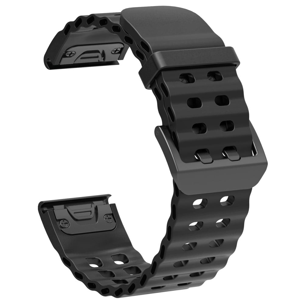 26 mm silikonrem Garmin Fenix 8 51 mm / Enduro 3 / Enduro 2 Quick Release Ocean Watch Band - Svart