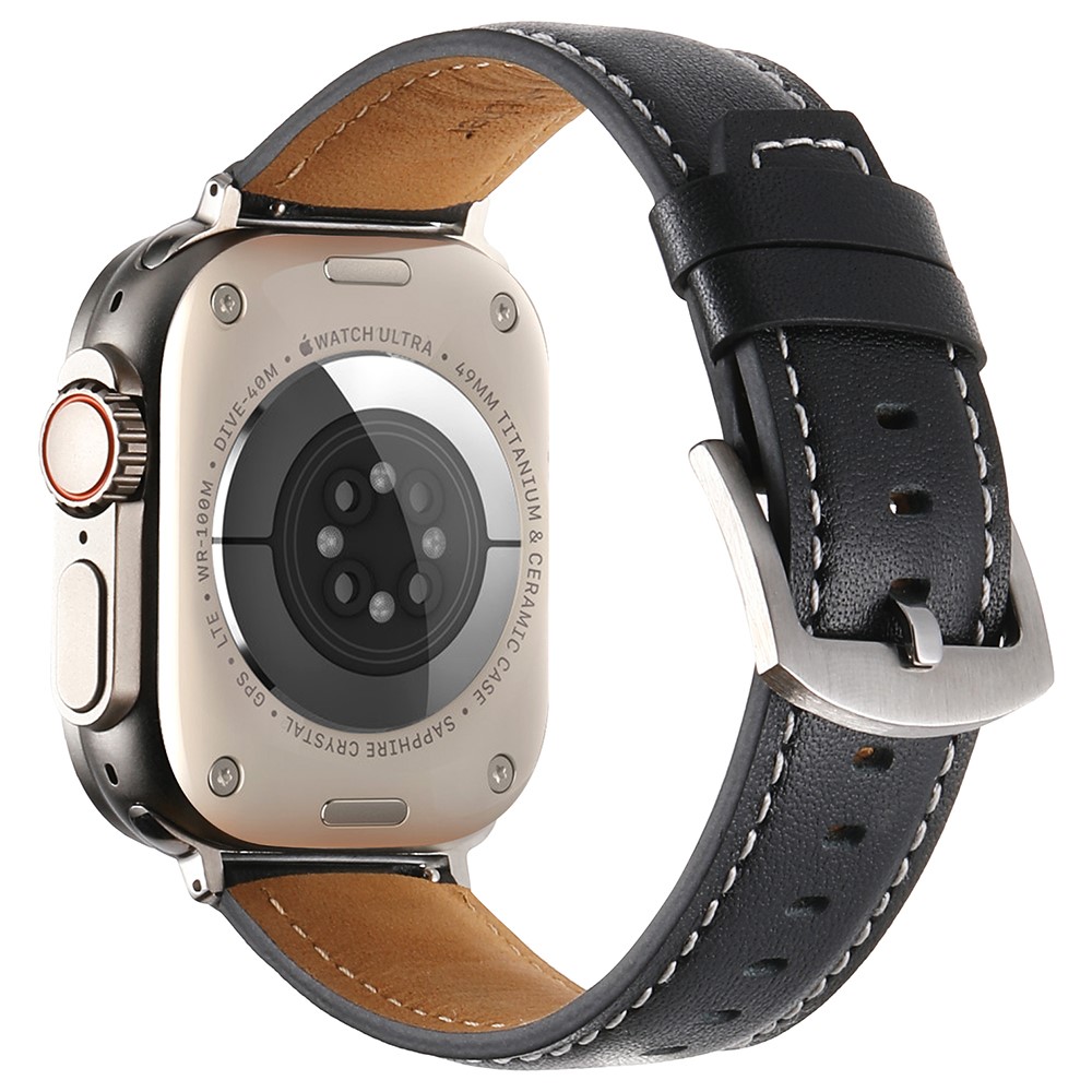 Rem Apple Watch Series 41 mm - 40 mm - 38 mm ekte kuskinnrem - Svart