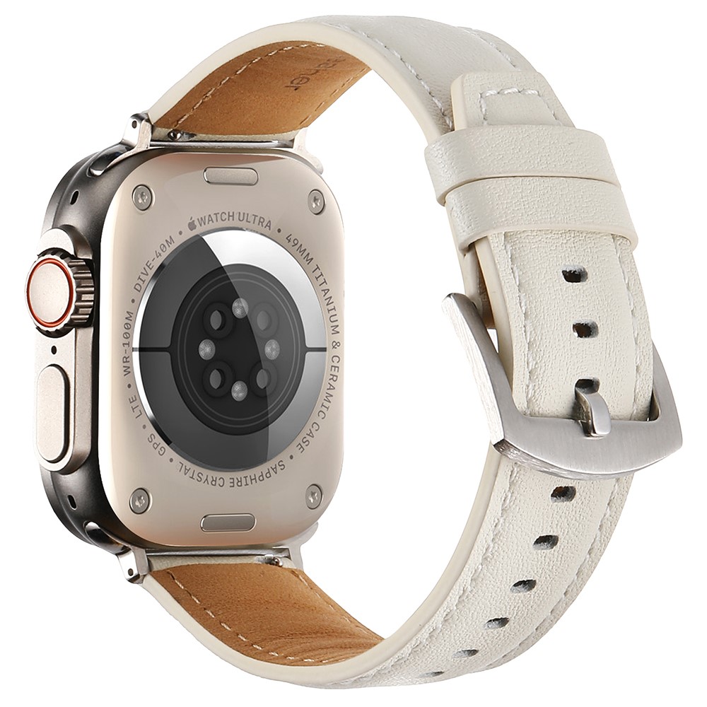 Rem Apple Watch Series 41 mm - 40 mm - 38 mm ekte kuskinnrem - Hvit