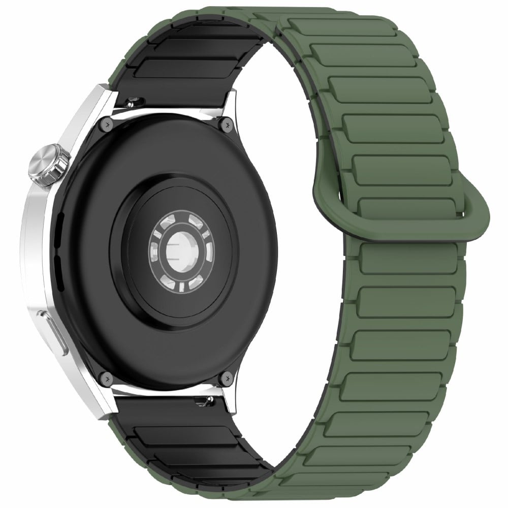 Huawei Watch GT 5 Pro 42mm / GT 5 41mm / GT 4 41mm / Garmin Venu 3S / Forerunner 265S Silikonbånd 18mm Magnetisk klokkerem - Militærgrønn / Svart