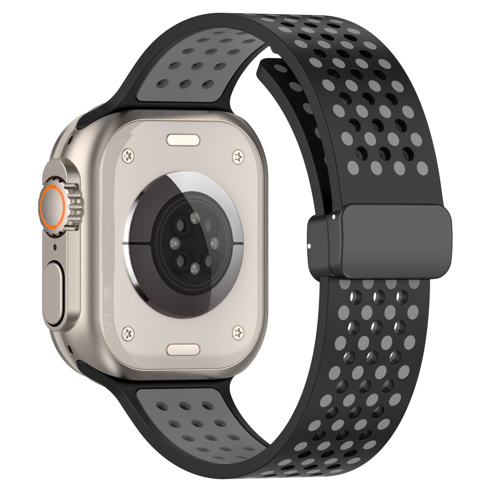 Magnetiske klokkeremmer Apple Watch Universal 49mm/45mm/44mm/42mm Dual-color silikonrem - Svart + Grå