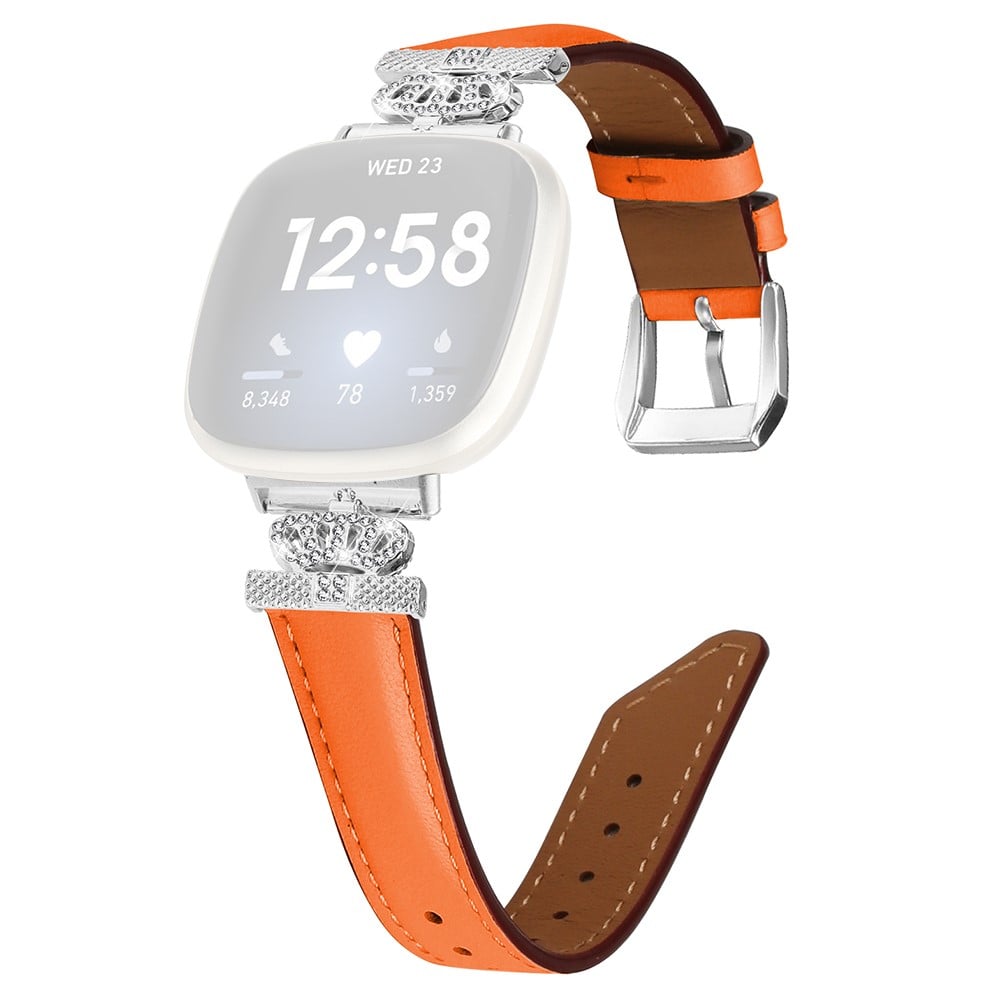 Fitbit Versa 3 / 4 / Sense 2 Watch Band Crown Connector erstatningsrem med sølvspenne - Oransje