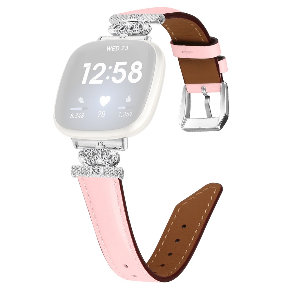 Fitbit Versa 3 / 4 / Sense 2 Watch Band Crown Connector erstatningsrem med sølvspenne - Rosa