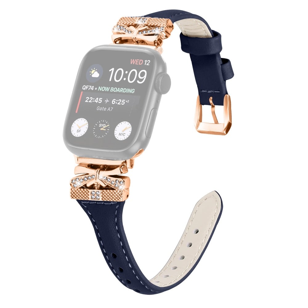 Rose Gold Buckle Watch Strap Apple Watch Series 9 / 8 / 7 / 41mm / 6 / 5 / 4 / SE / SE (2022) / SE (2023) 40mm / Series 3 2 1 38mm - Mørkeblå