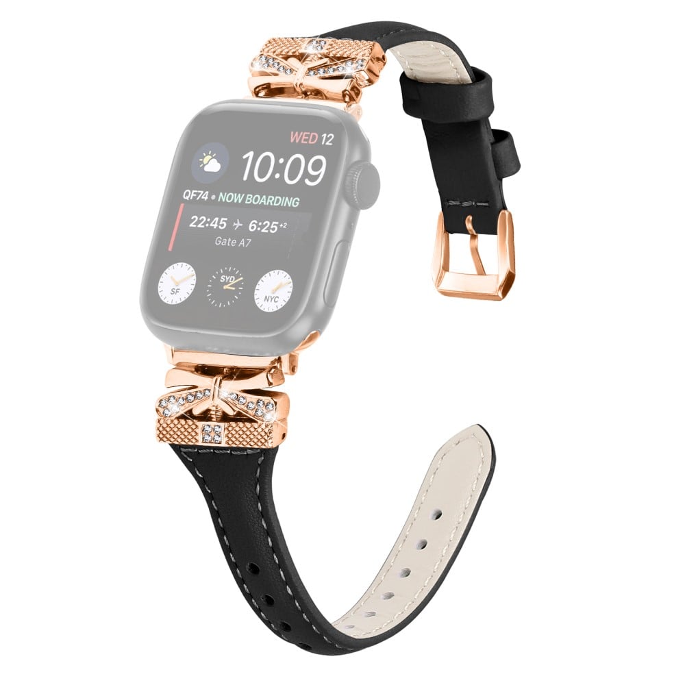 Rose Gold Buckle Watch Strap Apple Watch Series 9 / 8 / 7 / 41mm / 6 / 5 / 4 / SE / SE (2022) / SE (2023) 40mm / Series 3 2 1 38mm - Svart