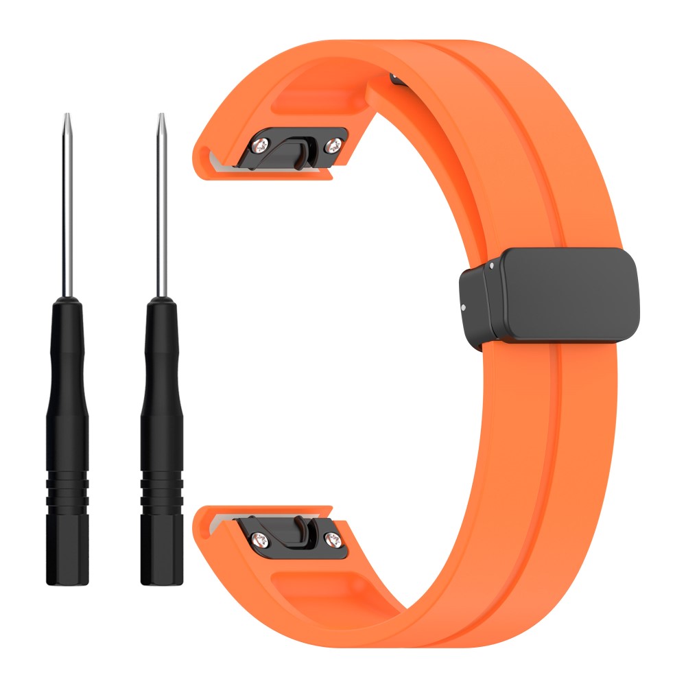 Garmin Fenix 7X / 7X Solar / Tactix 7 Pro Silikonklokkerem 26 mm sammenleggbar svart spenneklokkearmbånd - Oransje