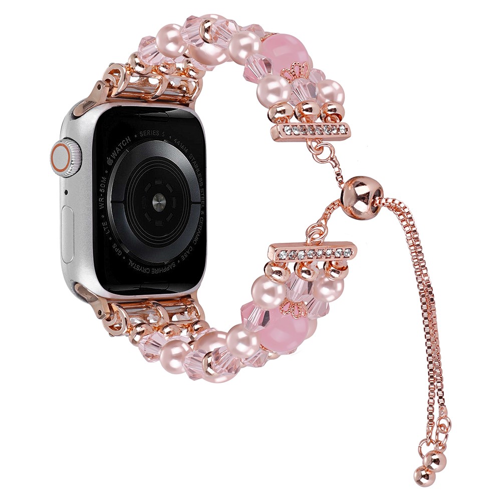 Apple Watch Series 41mm / 40mm / 38mm klokkerem Justerbart armbånd med perler - Rosa