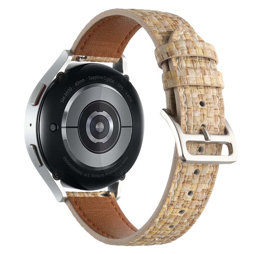 Garmin Active 5 / Samsung Galaxy Watch6 Classic 47mm 43mm Watch Band 20mm Flettet vegansk lærarmbånd - Khaki