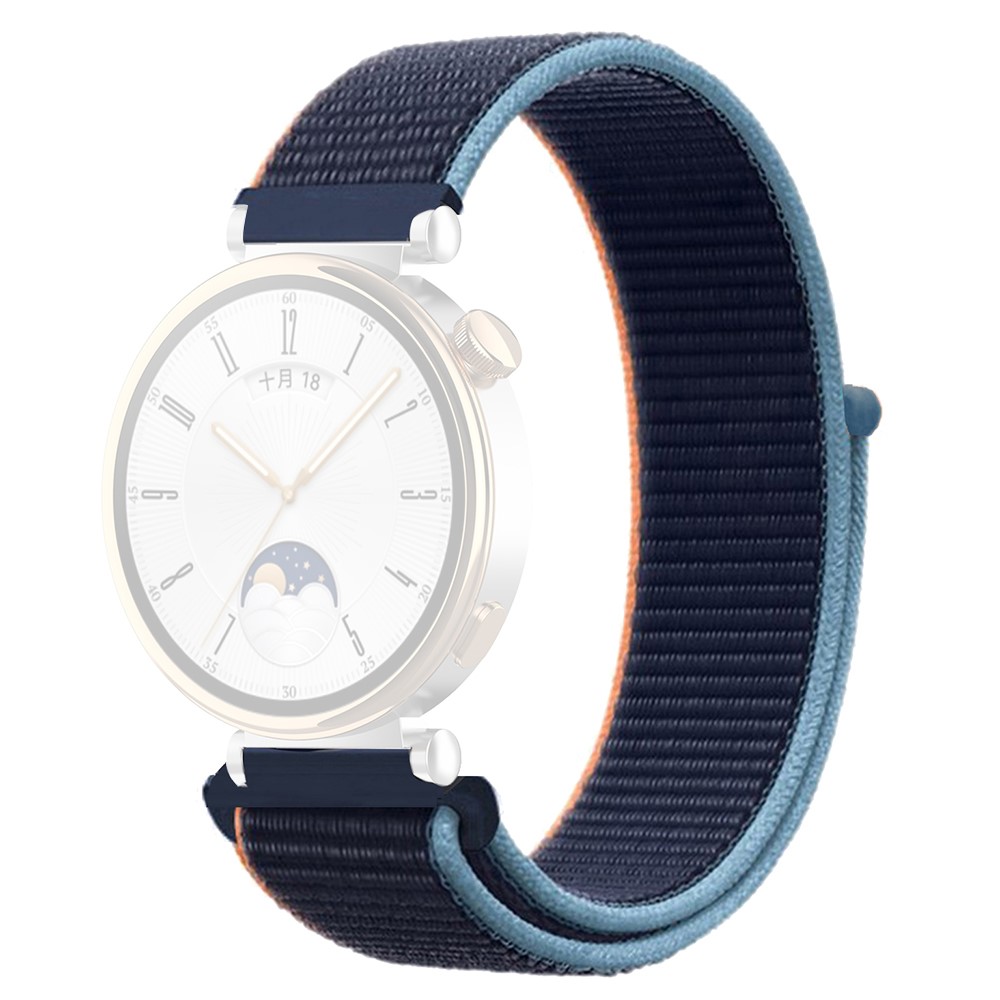 Huawei Watch GT 4 41mm / Garmin Venu 3S Watch Band 18mm Nylon Loop Justerbar håndleddsrem - Mørk Marineblå + Blå