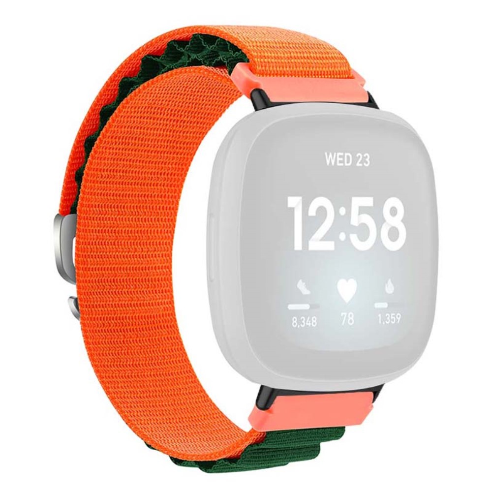 Fitbit Versa 4 / Versa 3 / Sense 2 / Sense Watch Band Nylon Justerbar håndleddsrem - Oransje + Grønn