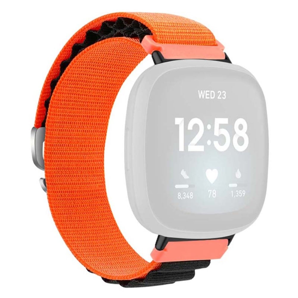 Fitbit Versa 4 / Versa 3 / Sense 2 / Sense Watch Band Nylon Justerbar håndleddsrem - Oransje + Svart