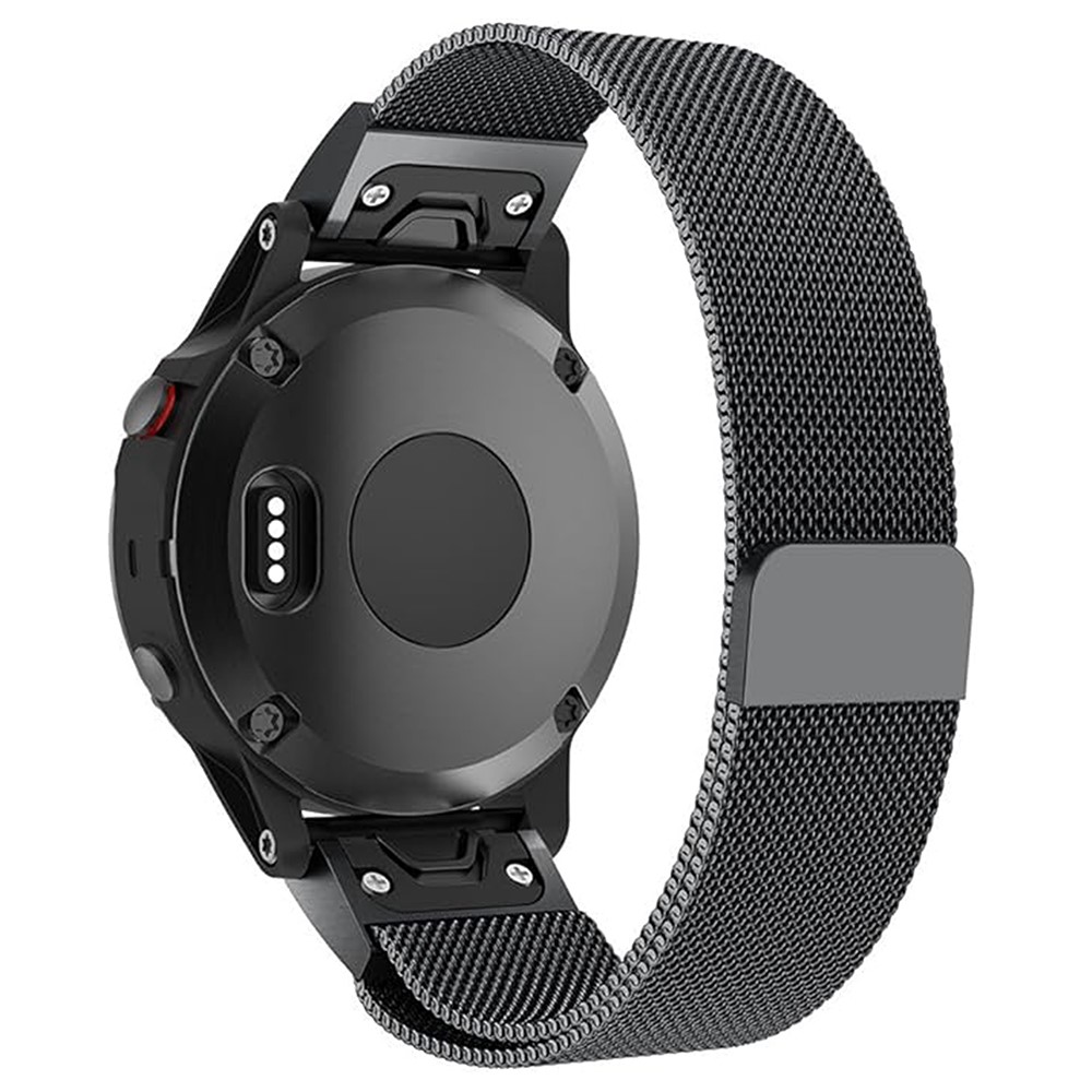 KALEBOL Series Garmin Fenix 7S / 6S / 7S Pro / 6S Pro Milanese Watch Band QuickFit 20mm håndleddsrem - Svart