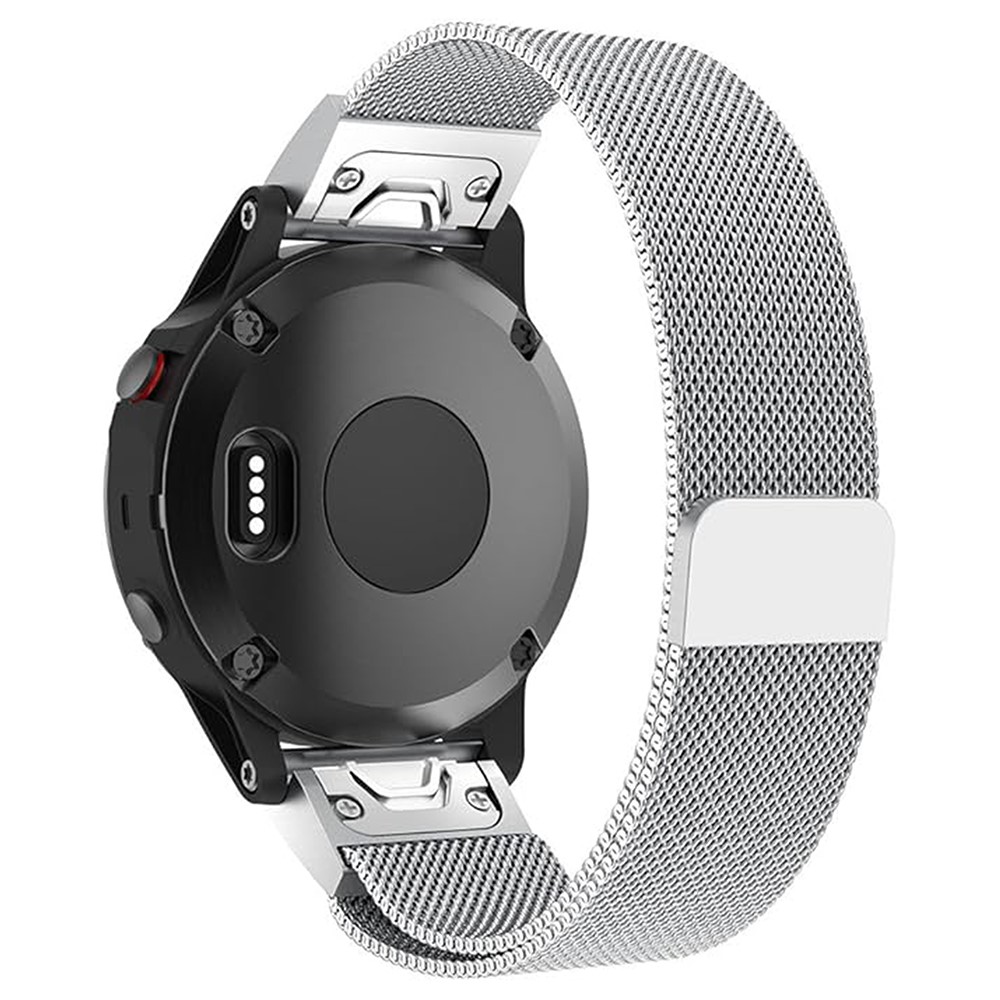 KALEBOL Series Garmin Fenix 7S / 6S / 7S Pro / 6S Pro Milanese Watch Band QuickFit 20mm håndleddsrem - Sølv