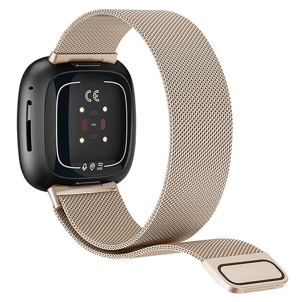 KALEBOL Series Størrelse L Fitbit Versa 4 / 3 / Sense / Sense 2 Armbånd Milanese Magnetisk Armbåndsrem - Retro Gull