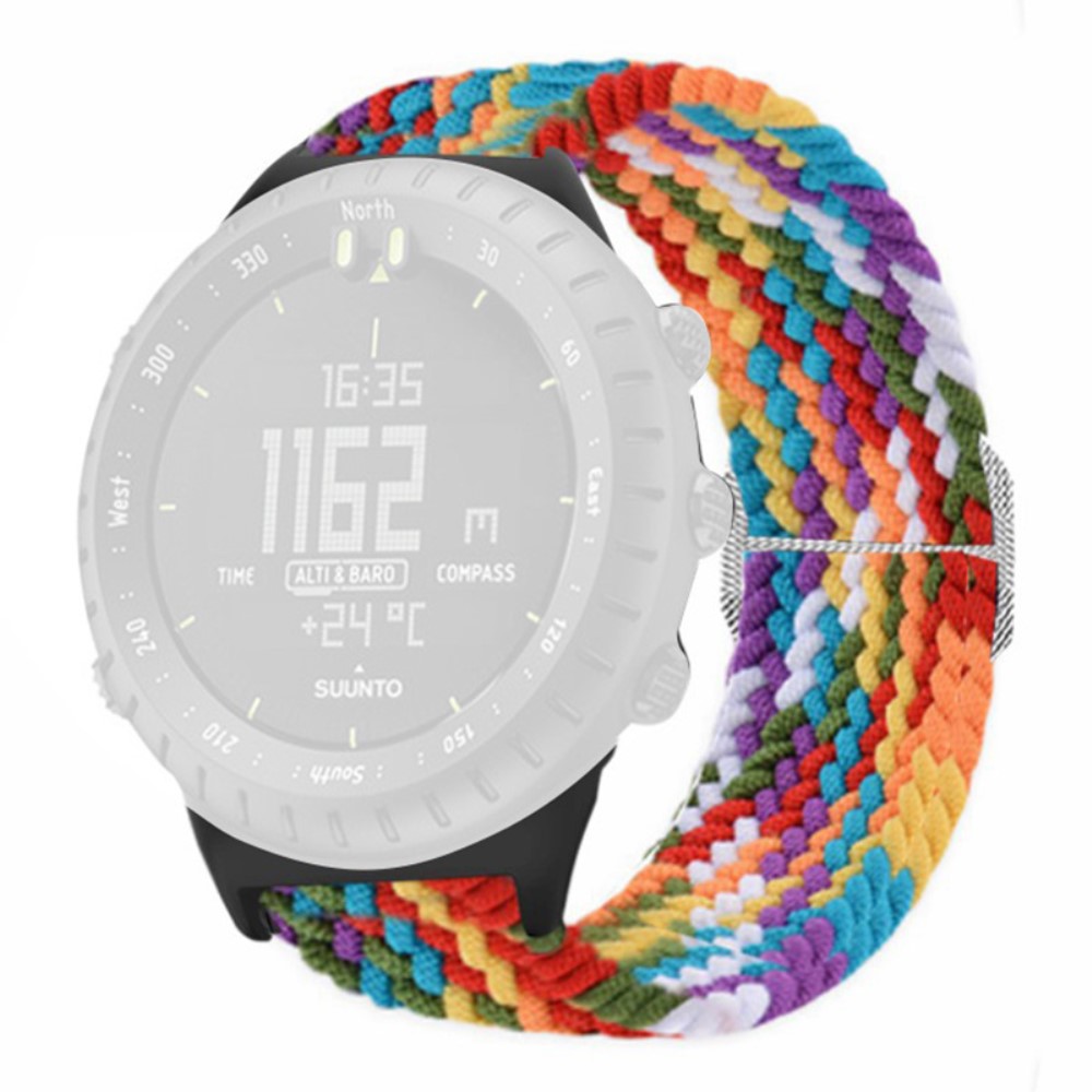 Suunto Core-klokkebånd Stretchy 22mm Soft Nylon Elastic Braided Strap - Regnbue