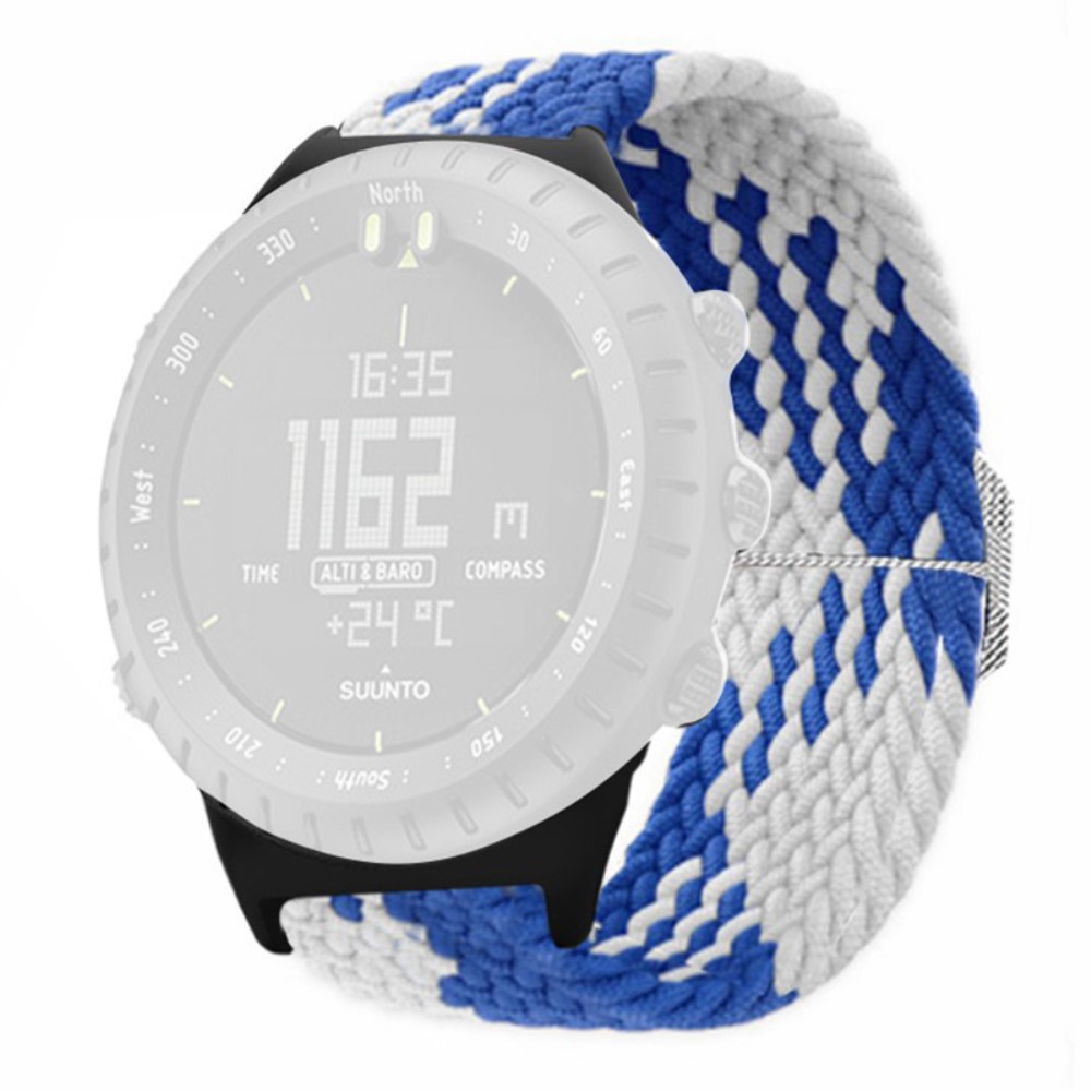 Suunto Core-klokkebånd Stretchy 22mm Soft Nylon Elastic Braided Strap - Blå + Hvit